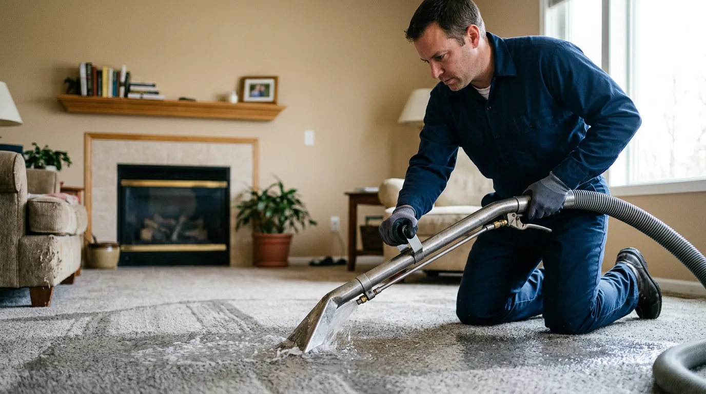 Water damage restoration technician working near Farmington, AR